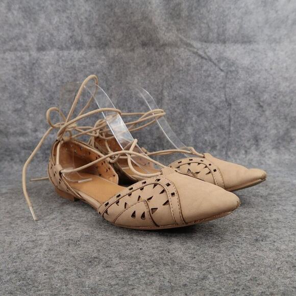 MIA Shoes Womens 7.5 Flats Norine Ankle Tie D'Orsay Cutout Fashion Almond Toe - Picture 1 of 15